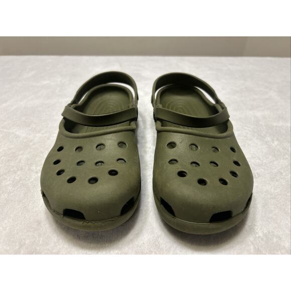 Crocs Women’s Size 8 Shayna Mary Jane Green Slip On Comfort Waterproof Shoes - Picture 3 of 8